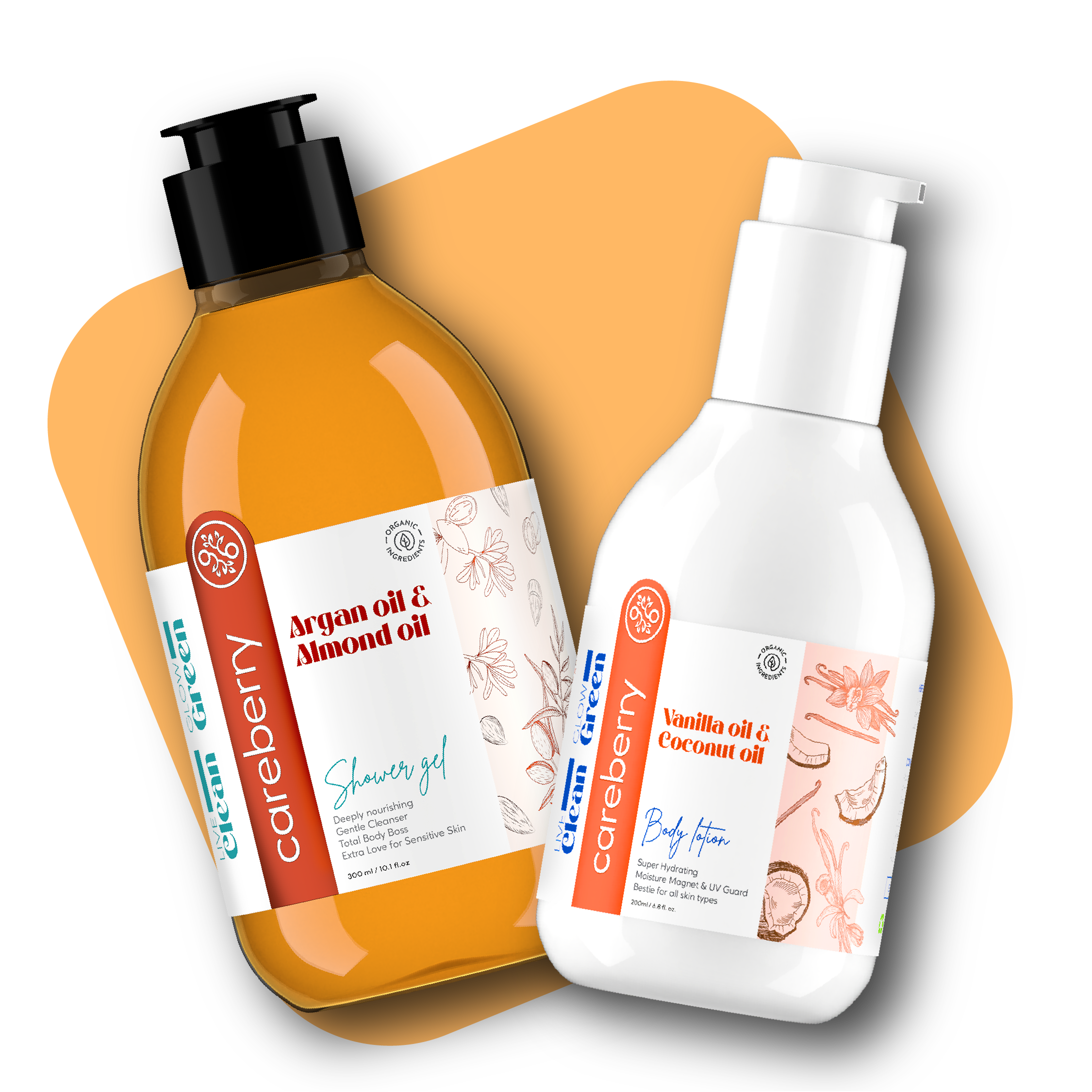 Argan oil & Almond oil shower gel and Vanilla lotion combo